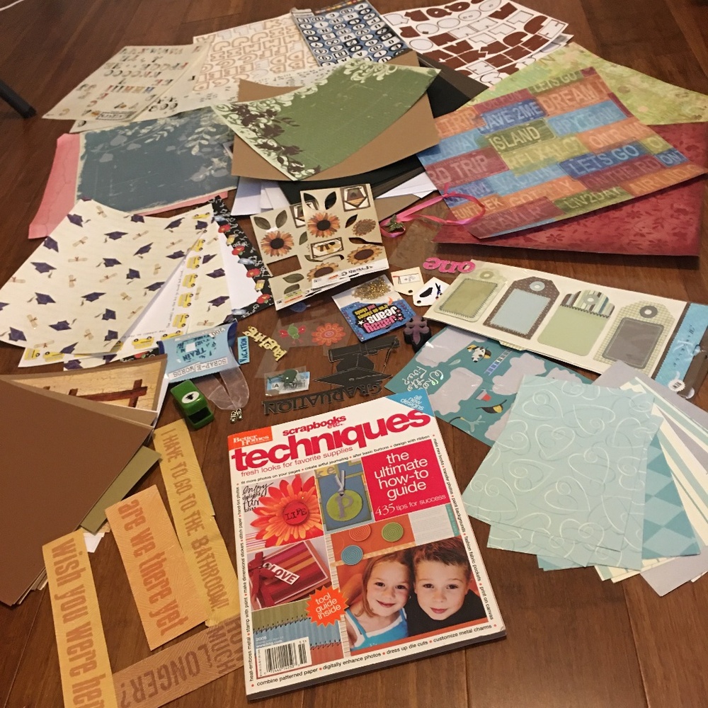 Scrapbooking paper and decals craft lot